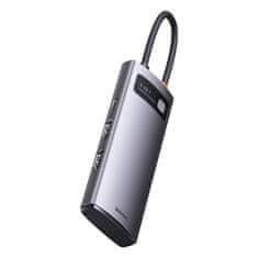 BASEUS metal gleam 6v1 večnamensko vozlišče usb tipa c - napajanje usb tipa c 100 W / 2x hdmi 4k 30 Hz / 3x usb 3.2 gen 1 siva (wkwg030113)