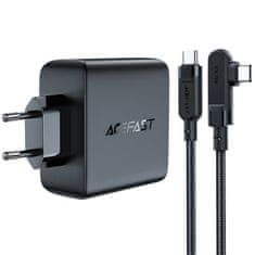 AceFast Hitri polnilec GaN 3x USB-C 1x USB-A + USB-C kotni kabel 100W 2m črn