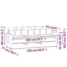 Vidaxl Kavč trosed temno siv 210 cm žamet