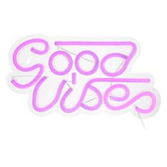 Northix LED stenska svetilka / neonski napis - "Good Vibes" 