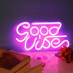 Northix LED stenska svetilka / neonski napis - "Good Vibes" 