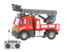 Mikro Trading R/C gasilski avto z lestvijo 13 cm 1:64 polno funkcionalna baterija s 27MHz lučjo v škatli