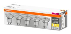 Osram 5x LED žarnica GU10 4,3W = 50W 350lm 2700K Toplo bela 36°