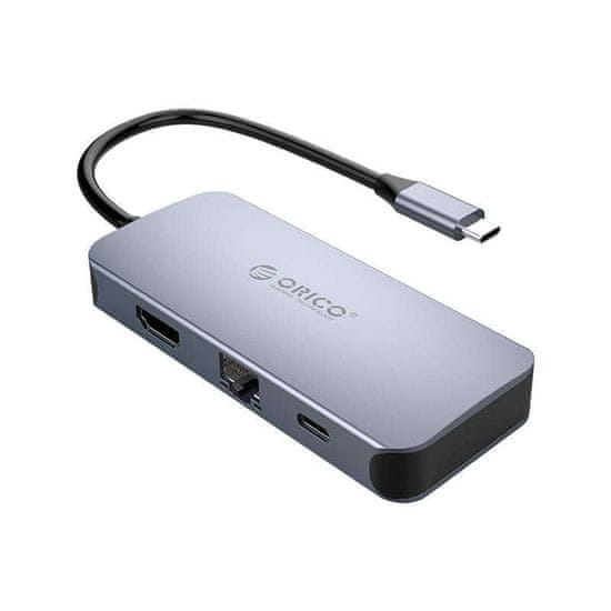 Orico Orico 6-v-1 Hub adapter, HDMI 4K + 3x USB 3.0 + RJ45+ USB-C PD 100W