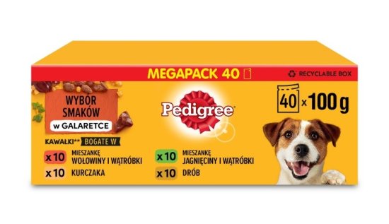 Pedigree PEDIGREE mokra hrana za odrasle pse z mešanico okusov - 40 x 100 g, zdrava in hranljiva izbira za vse pasme psov