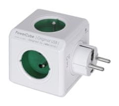 Allocacoc Allocacoc PowerCube Original USB Tip E razdelilnik z 4 AC vtičnicami in 2 USB vhodi, notranja uporaba, modra