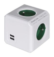 Allocacoc Allocacoc PowerCube Original USB Tip E razdelilnik z 4 AC vtičnicami in 2 USB vhodi, notranja uporaba, modra