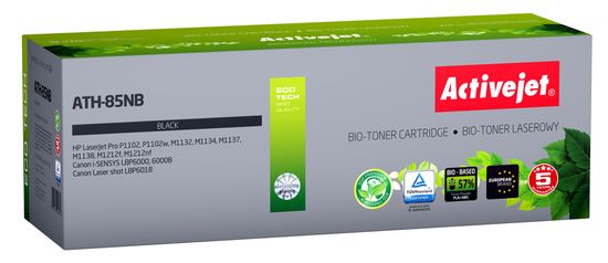 Effiki activejet ath-85nb bio toner (nadomestni hp 85a ce285a, canon crg-725; vrhunski; 2000 strani; črn). ekološki toner. prašek v tonerju je biološko razgradljiv. 57 % tonerja je na biološki osnovi.