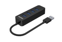 Unitek UNITEK USB-A 3.1 Hub s 4 vrati, aktivni, črn, 5000 Mbit/s, 10W, Plug and Play, visoka kakovost za enostavno povezovanje