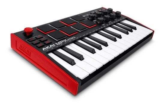 Akai AKAI MPK Mini MK3 MIDI Kontrolna Tipkovnica s 25 Tipkami, 8 Blazinicami, Črna/Rdeča