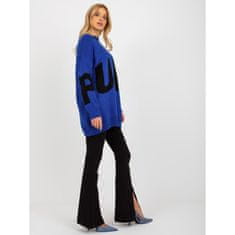 RUE PARIS Ženski pulover z oversized napisom RUE PARIS kobalt LC-SW-8050.95P_394136 Univerzalni