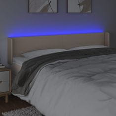 Vidaxl LED posteljno vzglavje kapučino 183x16x78/88 cm umetno usnje