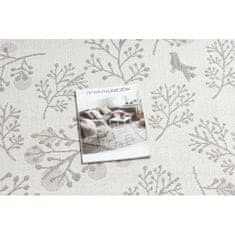 eoshop Avtorska preproga FLAT 48774/367 Leaves Birds - KREM Grey (Avtorske - Velikost: 80x150 cm)