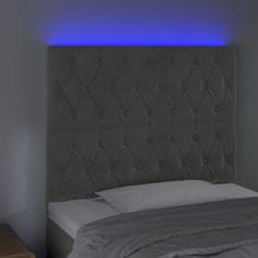 Vidaxl LED posteljno vzglavje svetlo sivo 100x7x118/128 cm žamet