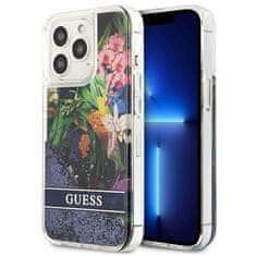 Guess Guess Liquid Glitter Flower - Ohišje za iPhone 13 Pro (modro)