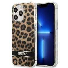 Guess Guess Leopard Electro Stripe - Ohišje za iPhone 13 Pro (rjavo)