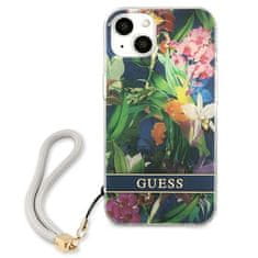 Guess Guess Flower Cord - Ohišje z vrvico za iPhone 13 mini (modro)