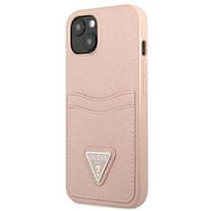 Guess Guess Saffiano Double Card Triangle - etui za iPhone 13 (roza)