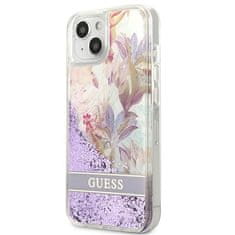 Guess Guess Liquid Glitter Flower - ovitek za iPhone 13 mini (vijolična)