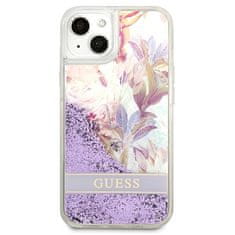 Guess Guess Liquid Glitter Flower - ovitek za iPhone 13 mini (vijolična)