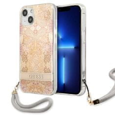 Guess Guess Flower Cord - Ohišje s povodcem za iPhone 13 mini (zlato)