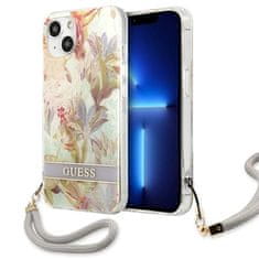 Guess Guess Flower Cord - Ohišje z vrvico za iPhone 13 mini (vijolično)