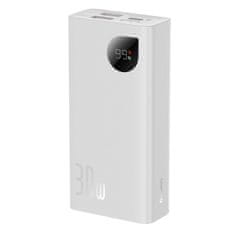 BASEUS adaman2 powerbank z digitalnim zaslonom 10000mah 30w 2 x usb / 1x usb tip c power delivery hitro polnjenje scp bela (ppad040002)