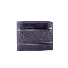 Buffalo Moška črna usnjena denarnica z vodoravnim reliefom CE-PR-N7-VTC.91_281617 Univerzalni