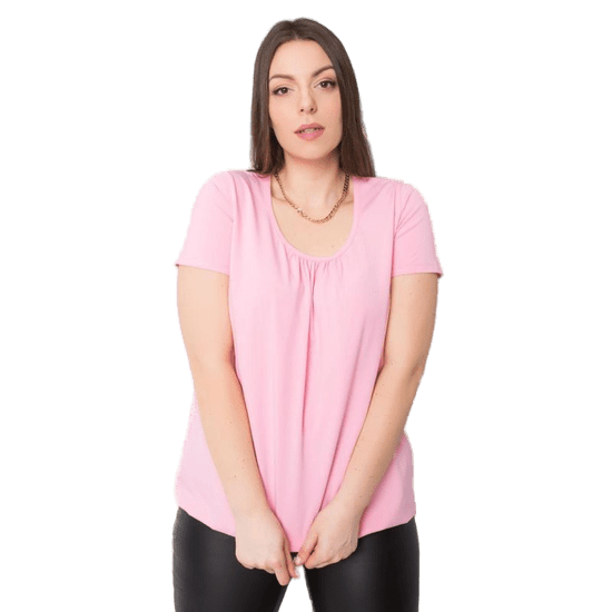 BASIC FEEL GOOD Črtasta bombažna majica plus size CELESTE svetlo roza RV-TS-6320.85P_361538