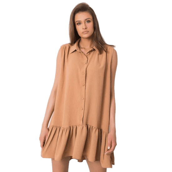 RUE PARIS Ženska obleka Odelia Ruffle Dress RUE PARIS dark beige 341-SK-5183.09_362834