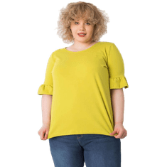 BASIC FEEL GOOD Plus size bluza z volančki na rokavih YARELI svetlo zelena RV-BZ-6635.18X_364853 XL