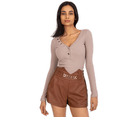 ITALY MODA Ženske kratke hlače iz eko usnja IWETTA brown DHJ-SN-5060.66P_382390 L