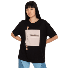 H&B Ženska majica ohlapnega kroja z aplikacijo JISTA črna HB-TS-3079.59_386313 S