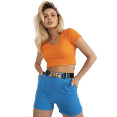 ITALY MODA Ženske kratke hlače z elastičnim pasom ELEGANT modre barve DHJ-SN-13186-1.70_387096 L