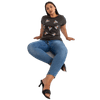 Ženska bombažna plus size majica BESIDE khaki RV-TS-7656.84_387016 Univerzalni