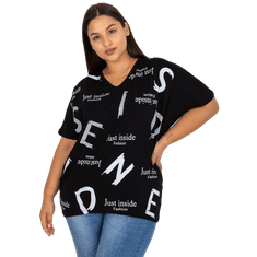 RELEVANCE Ženska bluza plus size ohlapnega kroja z napisom CLARKE črna RV-BZ-7750.53P_387460 Univerzalni