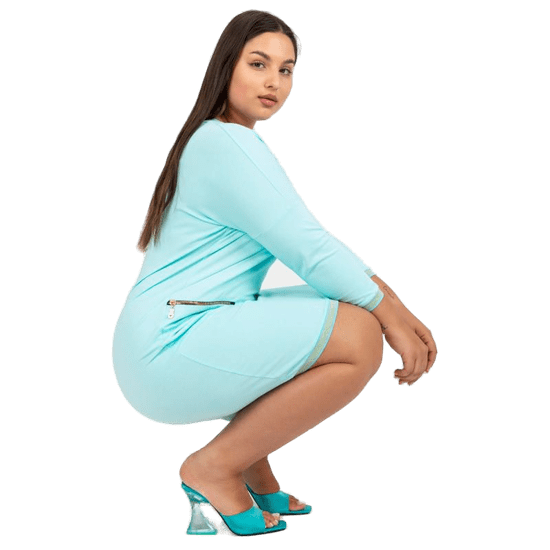 RELEVANCE Ženska tunika z majhnim potiskom in aplikacijo plus size AUBREY mint green RV-TU-7740.05P_387501