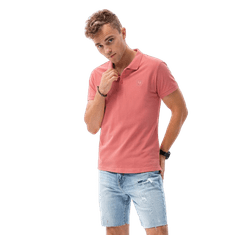 OMBRE Moška gladka polo majica VAL roza MDN18858 M