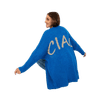 Ženski pulover z napisom na hrbtu OCH BELLA temno moder TW-SW-BI-M2201.87_390097 Univerzalni