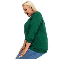 RELEVANCE Ženski pulover z napisom plus size CHARLIZA zeleno-črn RV-BL-5978.06P_389597 Univerzalni