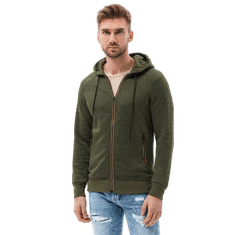 OMBRE ALBARIC oliven moški pulover z zadrgo MDN120694 XL