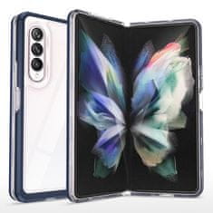 slomart prozoren ovitek 3v1 za samsung galaxy z fold 4 silikonski ovitek z okvirjem moder