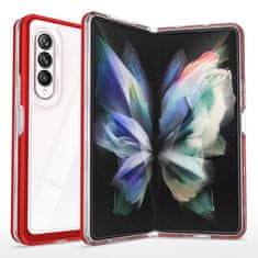 slomart prozoren ovitek 3v1 za samsung galaxy z fold 4 silikonski ovitek z okvirjem rdeč