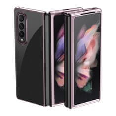 slomart plating case trda torbica electroplating frame cover za samsung galaxy z fold 3 roza