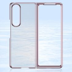 slomart plating case trda torbica electroplating frame cover za samsung galaxy z fold 3 roza