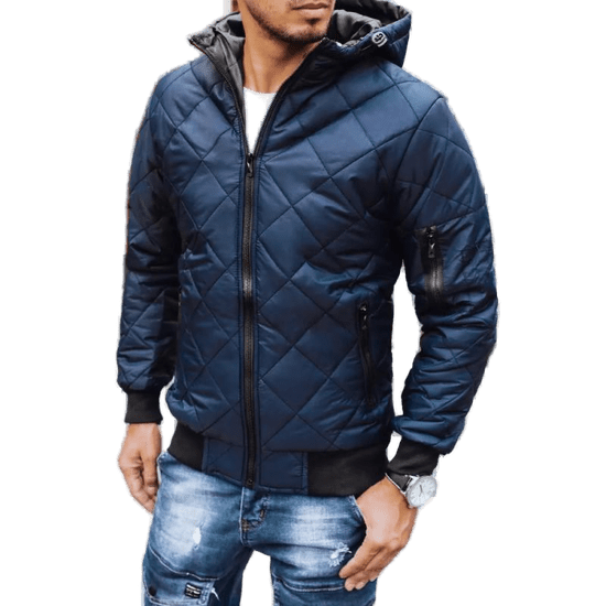 Dstreet Moška jesenska jakna s kapuco temno modra FALL tx2602z