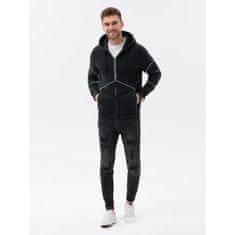 OMBRE Moški pulover z zadrgo VETA črne barve MDN120957 XL