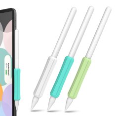 slomart stoyobe silicone holder komplet silikonskih držal za apple pencil 1 / apple pencil 2 / huawei m-pencil turquoise+light green+white (3 paketi)