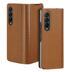 slomart dux ducis bril etui za samsung galaxy z fold 3 flip cover card wallet stojalo rjava