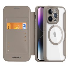 slomart dux ducis skin x pro etui iphone 14 pro magsafe magnetni preklopni ovitek bež